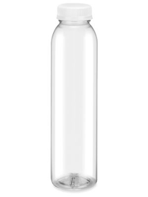 Clear Round Plastic Juice Bottles - 12 oz, White Cap S-25962W - Uline