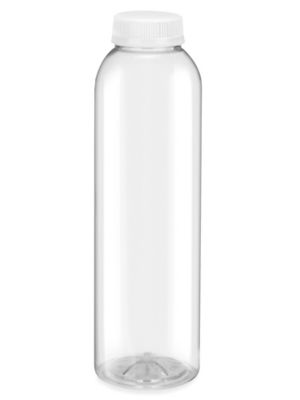 Clear Round Plastic Juice Bottles - 16 oz, White Cap S-25963W - Uline