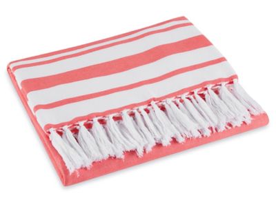 Turkish Beach Towel - Coral/White S-26107CW - ULINE