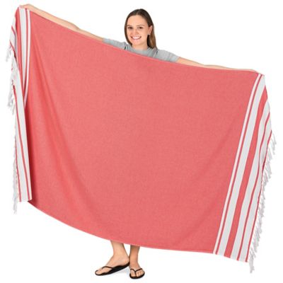 Turkish Beach Towel - Coral/White S-26107CW - ULINE