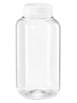  Clear Square Plastic Juice Bottles Bulk Pack - 8 oz