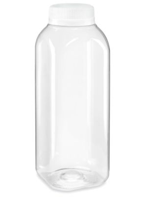  Clear Square Plastic Juice Bottles Bulk Pack - 12 oz