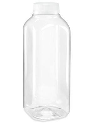  Clear Square Plastic Juice Bottles Bulk Pack - 16 oz