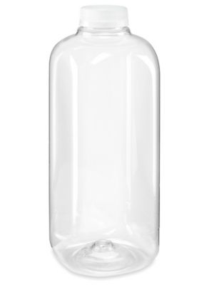  Clear Square Plastic Juice Bottles Bulk Pack - 32 oz
