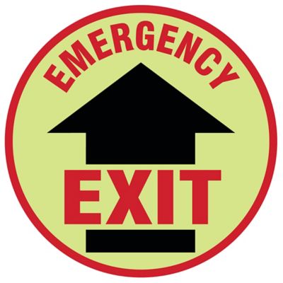 Glow-In-The-Dark Warehouse Floor Sign – “Emergency Exit”, 17” Diameter
