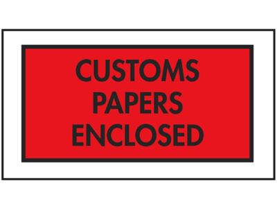 Packing List Envelopes - "Customs Papers Enclosed", Red, 5 1/2 x 10"
