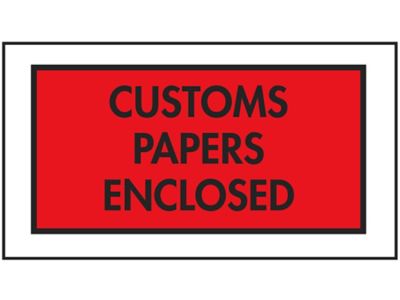 Enveloppes de bordereau d'expédition – « Customs Papers Enclosed », 5 1/2 x 10 po, rouge