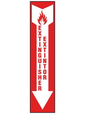 "Extinguisher" English/Spanish Sign - Vinyl, Adhesive-Backed S-26393V