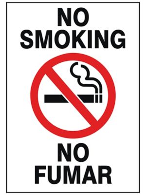 "No Smoking" English/Spanish Sign - Vinyl, Adhesive-Backed S-26395V
