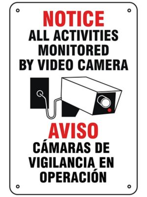 "Monitored By Video Camera" English/Spanish Sign - Aluminum S-26396A