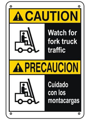 "Watch For Fork Truck Traffic" English/Spanish Sign - Aluminum S-26397A