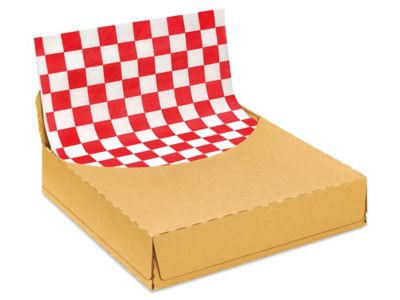 Wax Food Service Tissue - Basket Liners, 12 x 12", Red Check S-26437R