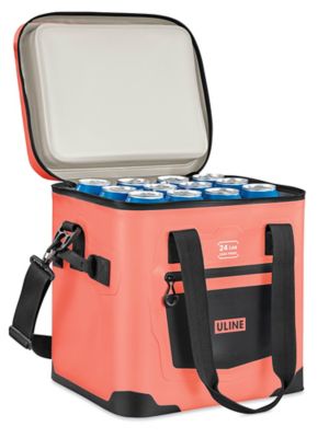 Soft-Sided Cooler - Coral/Black S-26459CORAL - ULINE