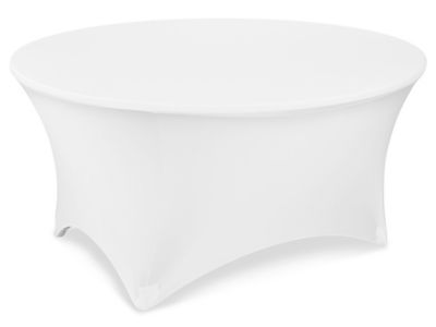 Stretch Fabric Table Cover - 60" Round, White S-26499W