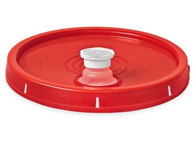 Lid with Spout for 3.5, 5, 6 and 7 Gallon Plastic Pail - Red