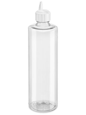 Clear Cylinder Bottles Bulk Pack - 16 oz, Flip Top Cap S-26602B