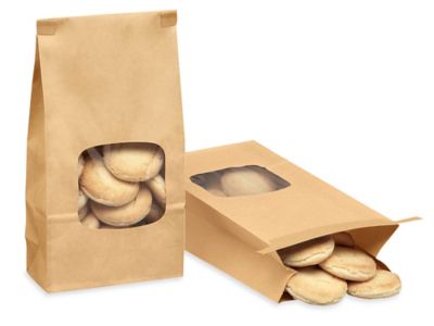 Bakery Bags - Window Front, 4 3/4 x 2 1/2 x 9 1/2", Kraft S-26657