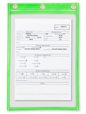 Job Ticket Holders - 6 x 9", Green S-2760G