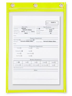 Job Ticket Holders 6 x 9", Yellow S2760Y Uline