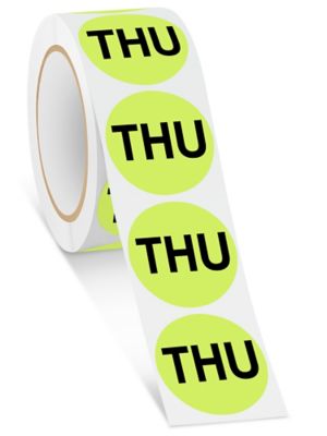 Day of the Week Labels, Days of the Week Stickers in Stock - ULINE