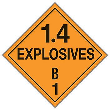 D.O.T. Placard - Explosives 1.4 B, Adhesive Vinyl S-2798V