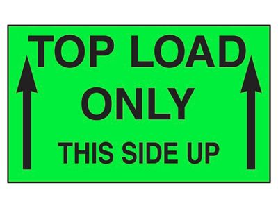 Étiquettes adhésives « Top Load Only/This Side Up » – 3 x 5 po