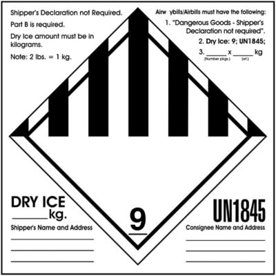 D.O.T. Labels - Misc 9 Dry Ice, 6 x 6"