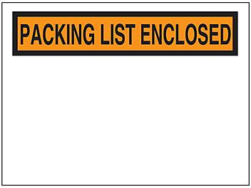 "Packing List Enclosed" Banner Envelopes - Orange, 7 1/2 x 5 1/2" S-286