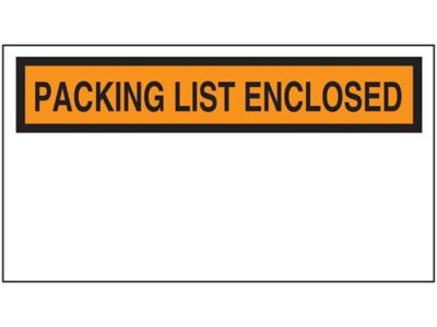 "Packing List Enclosed" Banner Envelopes - Orange, 5 1/2 x 10"