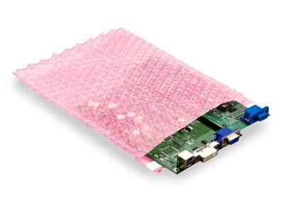 Anti-Static Bubble Bags - Self-Seal, 7 x 8 1/2, Pink - ULINE - Carton of 250 - S-2870