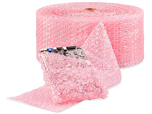 Anti-Static Bubble Wrap Strong Bubble Roll - 5/16, 12 x 375', Perforated, Pink - Bubble Wrap - 4 Rolls - S-2874P