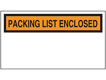 "Packing List Enclosed" Banner Envelopes - Orange, 5 1/2 x 10"