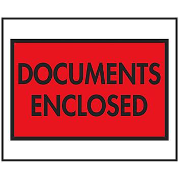 Packing List Envelopes - "Documents Enclosed", Red, 4 1/2 x 5 1/2" S-2976