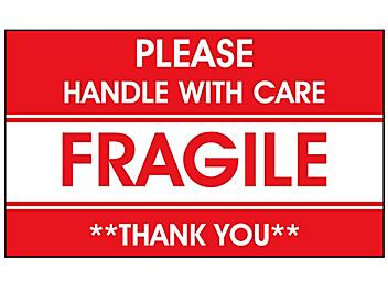 "Please Handle with Care/Fragile/Thank You" Label - 3 x 5" S-3004