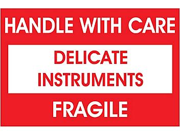 "Handle with Care/Delicate Instruments/Fragile" Label - 3 x 5" S-3005
