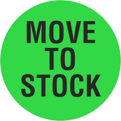 Étiquettes adhésives de gestion des stocks – « Move to Stock », 2 po, circulaire