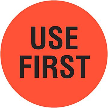 Etiquetas Adhesivas Circulares para Control de Inventario - "Use First", 2"