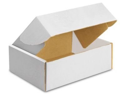 11 1/8 x 8 3/4 x 4" White Tab Locking Literature Mailers S-3184