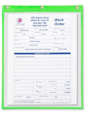 Job Ticket Holders - 12 x 15", Green S-3226G