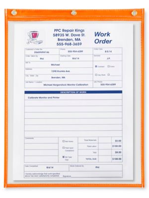 Job Ticket Holders - 12 x 15", Orange S-3226O