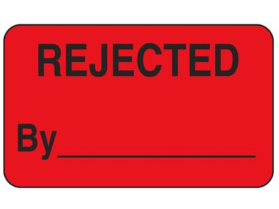 Étiquettes adhésives de production « Rejected by _____ » – 1 1/4 x 2 po