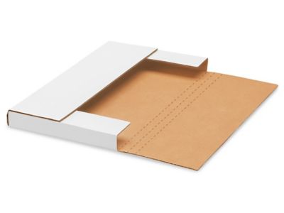 14 1/8 x 8 5/8 x 1" White Easy-Fold Mailers S-328
