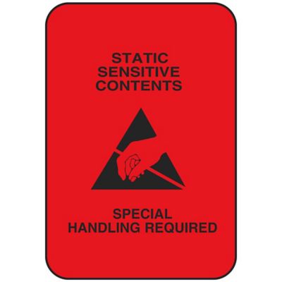 Static Warning Labels - "Static Sensitive Contents/Special Handling Required", 3 x 2" S-3417
