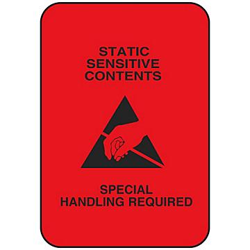Etiquetas Adhesivas Antiestáticas de Advertencia - "Static Sensitive Contents/Special Handling Required", 3 x 2"