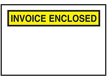 Sobres con Cartel "Invoice Enclosed" - Amarillo, 7 1/2 x 5 1/2"