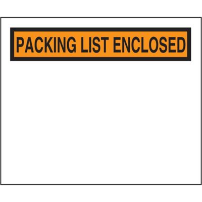 "Packing List Enclosed" Banner Envelopes - Orange, 10 x 12" S-3472