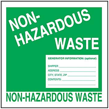 "Non-Hazardous Waste" Labels - Weatherproof, 6 x 6" S-352