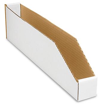 White Corrugated Parts Bins - 2 x 18 x 4 1/2" S-3542