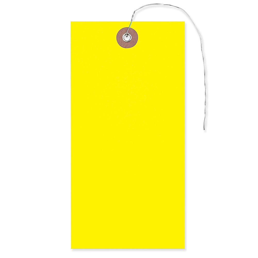 100 shipping inventory tags 6-1/4" x 3" yellow pre-wired TyveK weather proof 