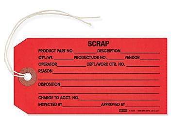 Inspection Tags - "Scrap", Pre-strung, Red S-3554RPS